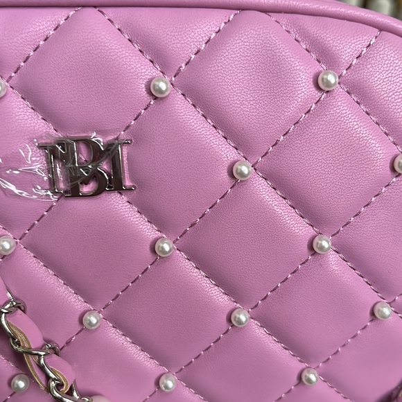 Badgley Mischka  NWT  quilted/beaded bag Crossbody /braided chain  Vegan Violet - Picture 8 of 11